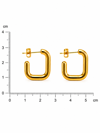 Gold Half Square Earrings