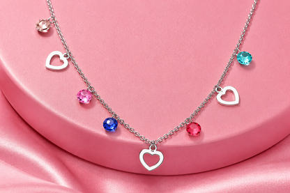 Heart Multicolor Gemstone Minimal Necklace