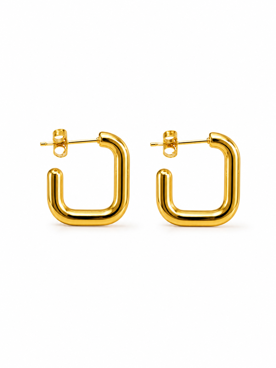 Gold Half Square Earrings