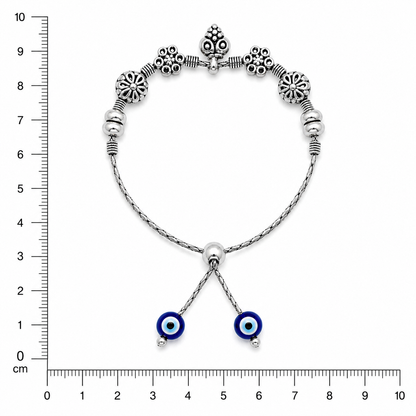 Oxidised Evil Eye Chain Bracelet