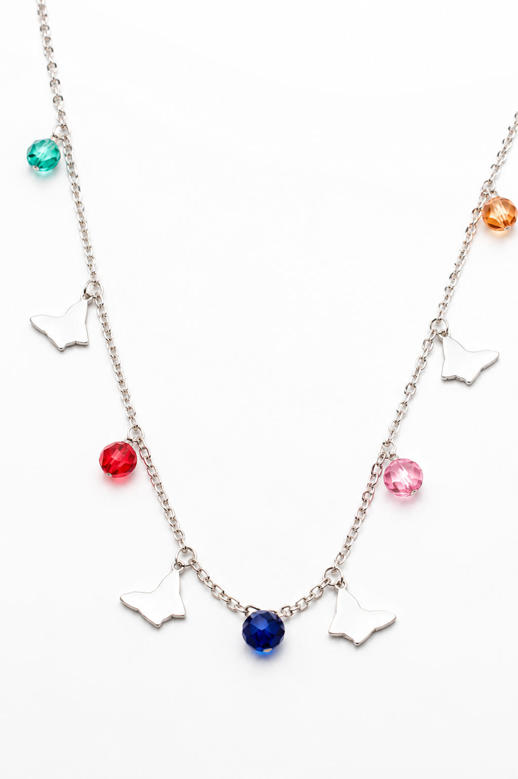 Butterfly Multicolor Gemstone Minimal Necklace