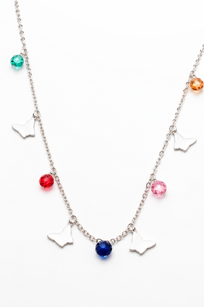 Butterfly Multicolor Gemstone Minimal Necklace