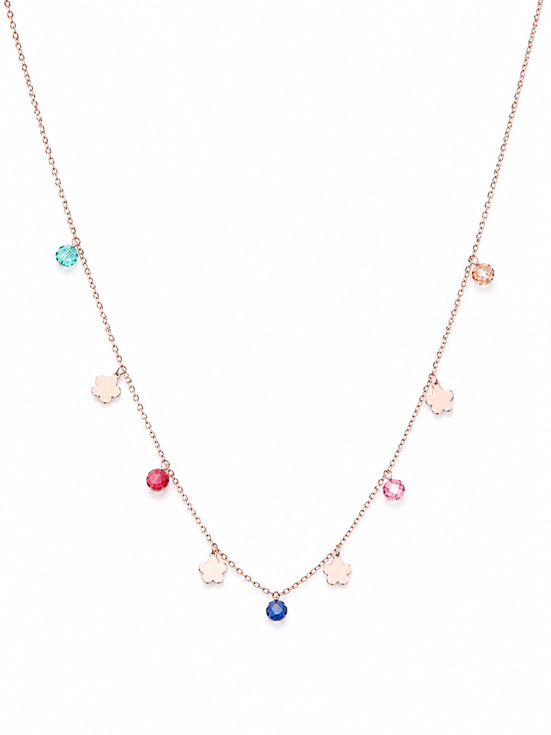 Flower Multicolor Gemstone Minimal Necklace