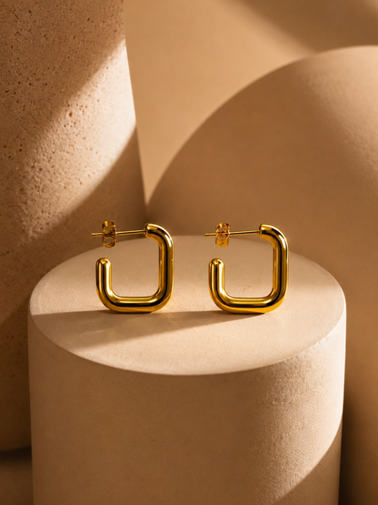 Gold Half Square Earrings