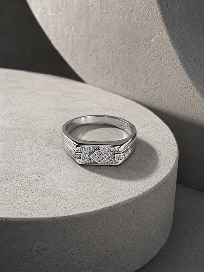 Studded Silver Ring For Him