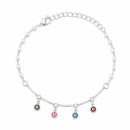 Pearl Evil Eye Anklet