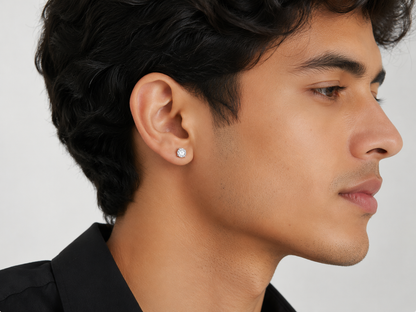 Unisex Solitaire Round Studs