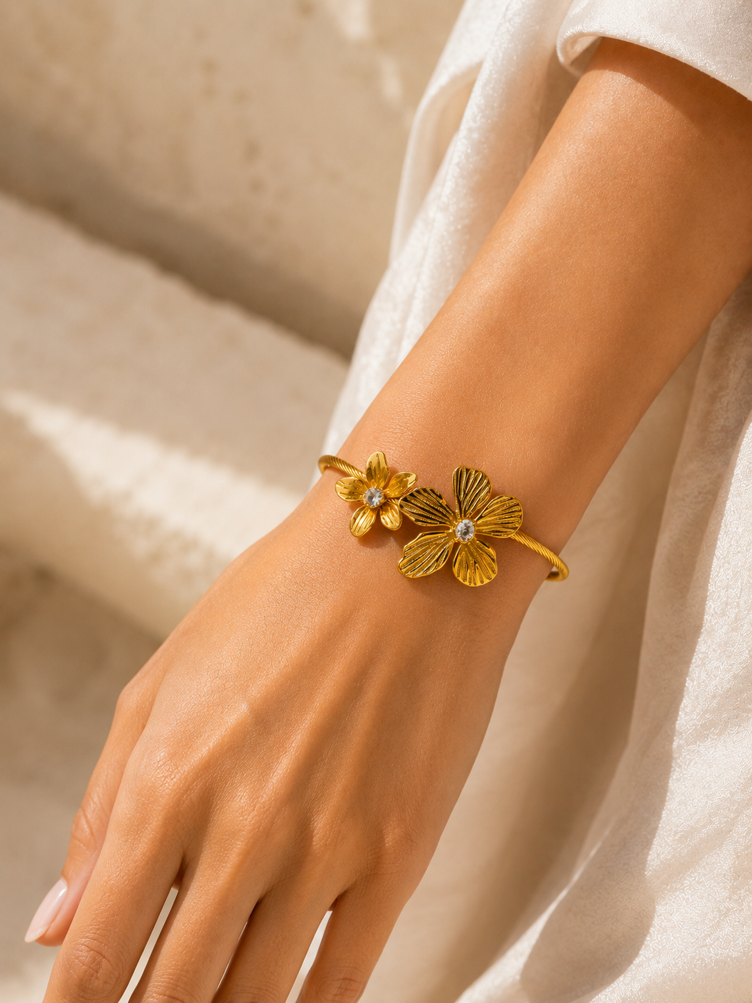 Flower Bangle Bracelet