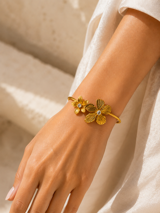 Flower Bangle Bracelet