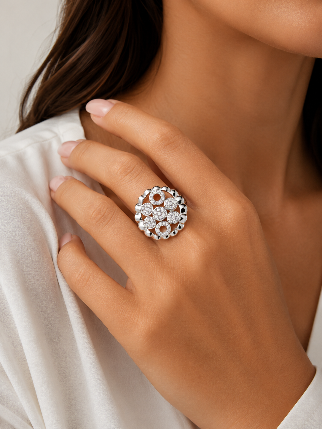 Circles Studded Cocktail Ring