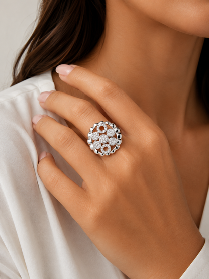 Circles Studded Cocktail Ring