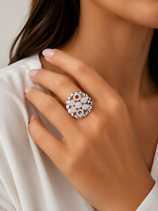 Circles Studded Cocktail Ring