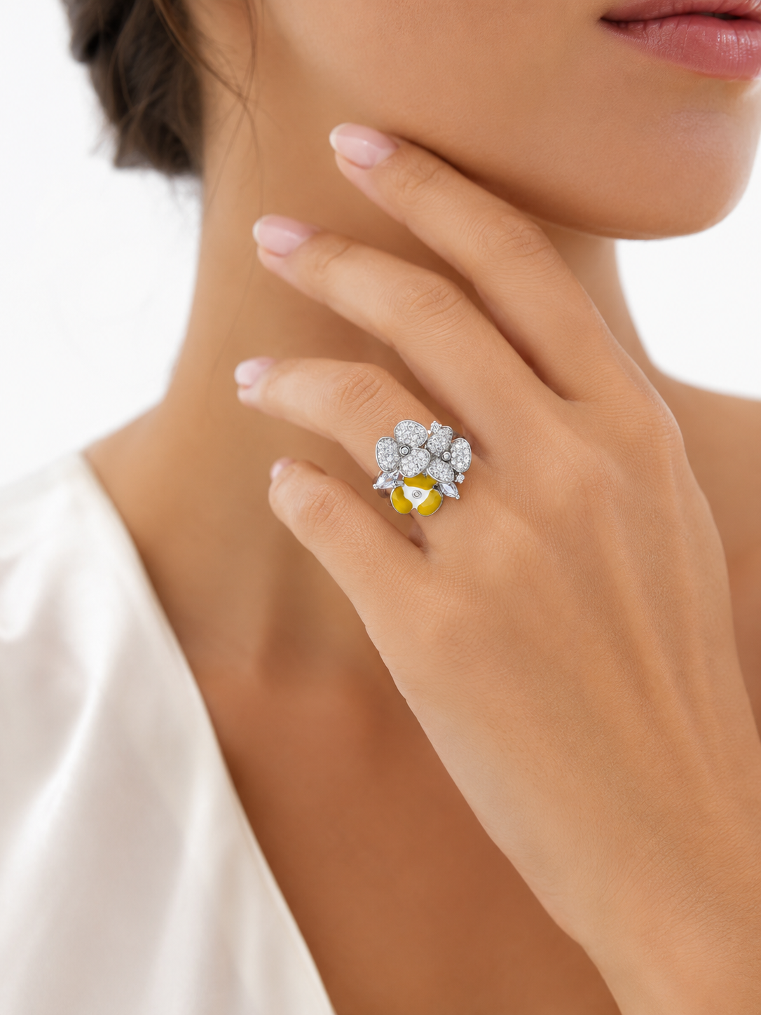 Yellow Colour Cocktail Ring