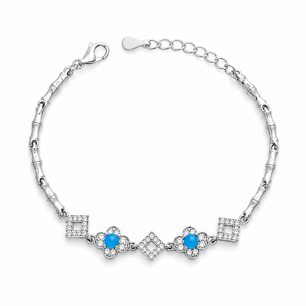 Turquoise Silver Chain Bracelet
