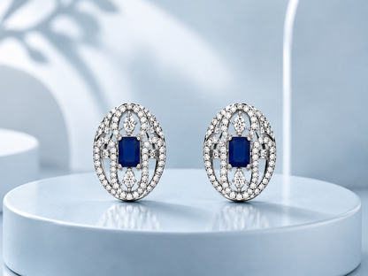 Blue Studded Pendant Set