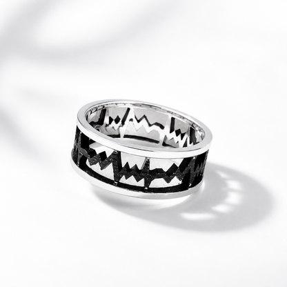 Soundwave Silver Ring Band