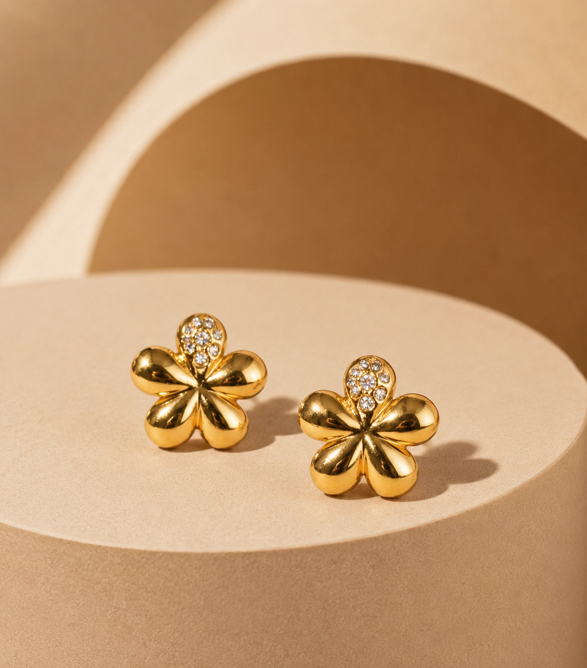 Gold Studded Floral Earrings