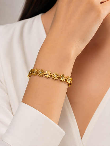 Flower Studded Cuff Bracelet