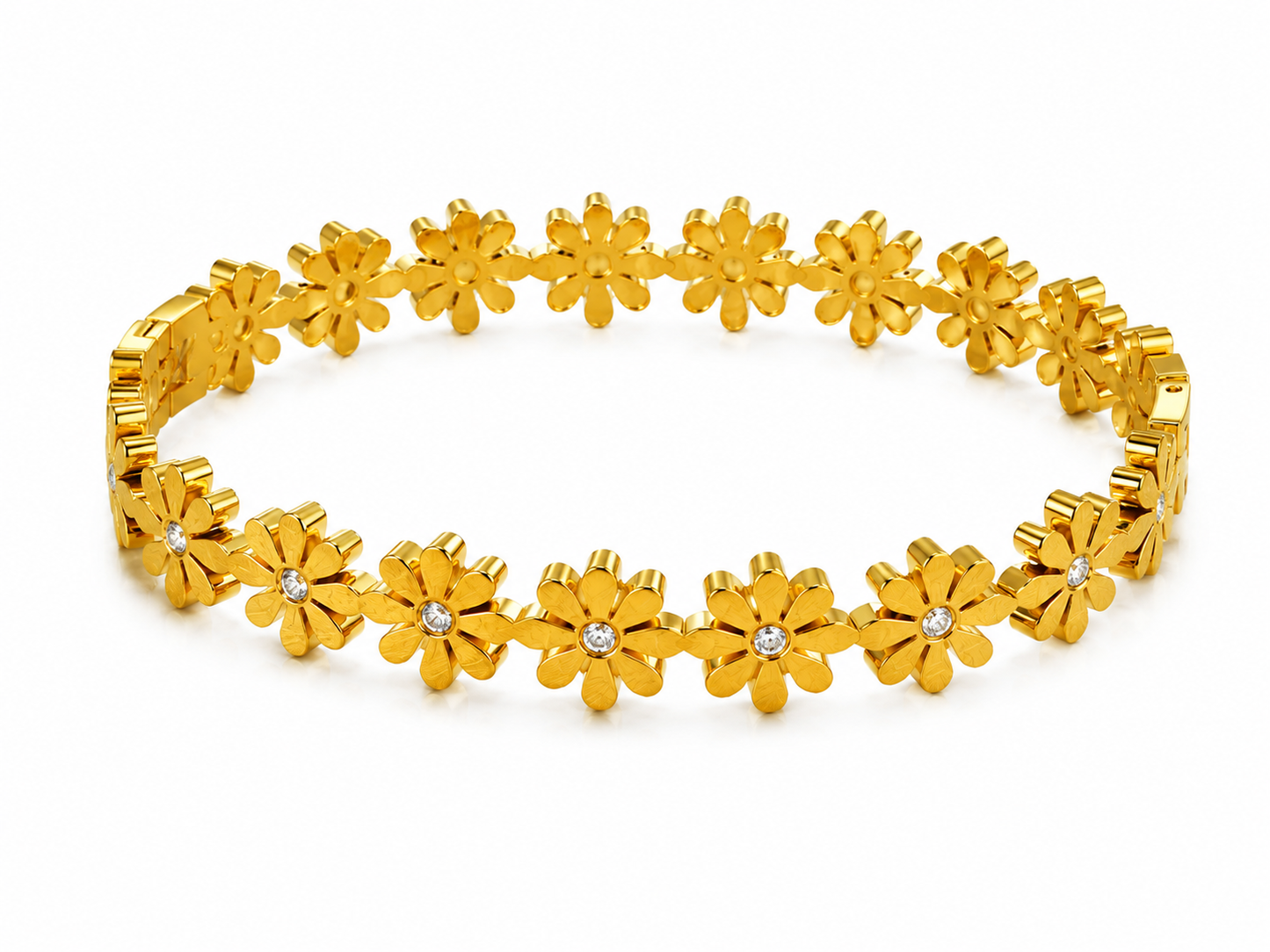 Flower Studded Cuff Bracelet