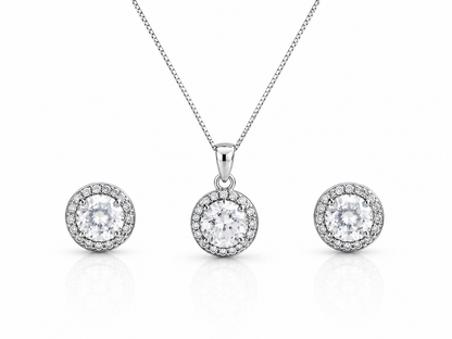 Round Solitaire Pendant Set