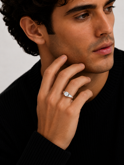 Solitaire Silver Ring For Him
