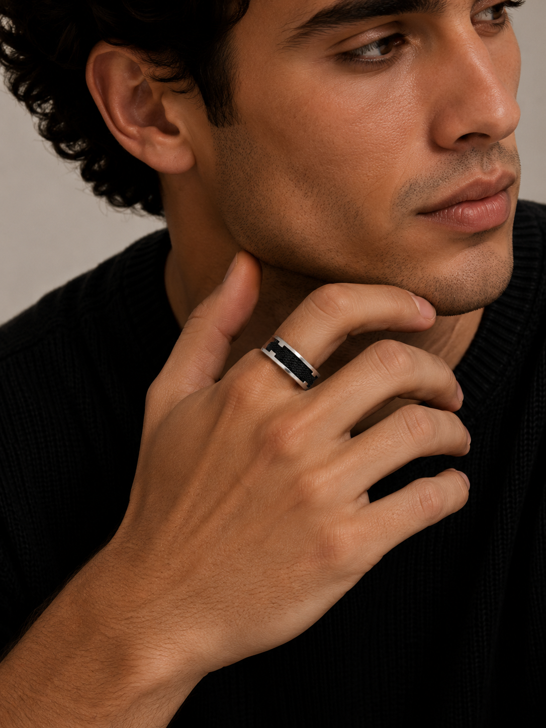 Black Silver Ring Band