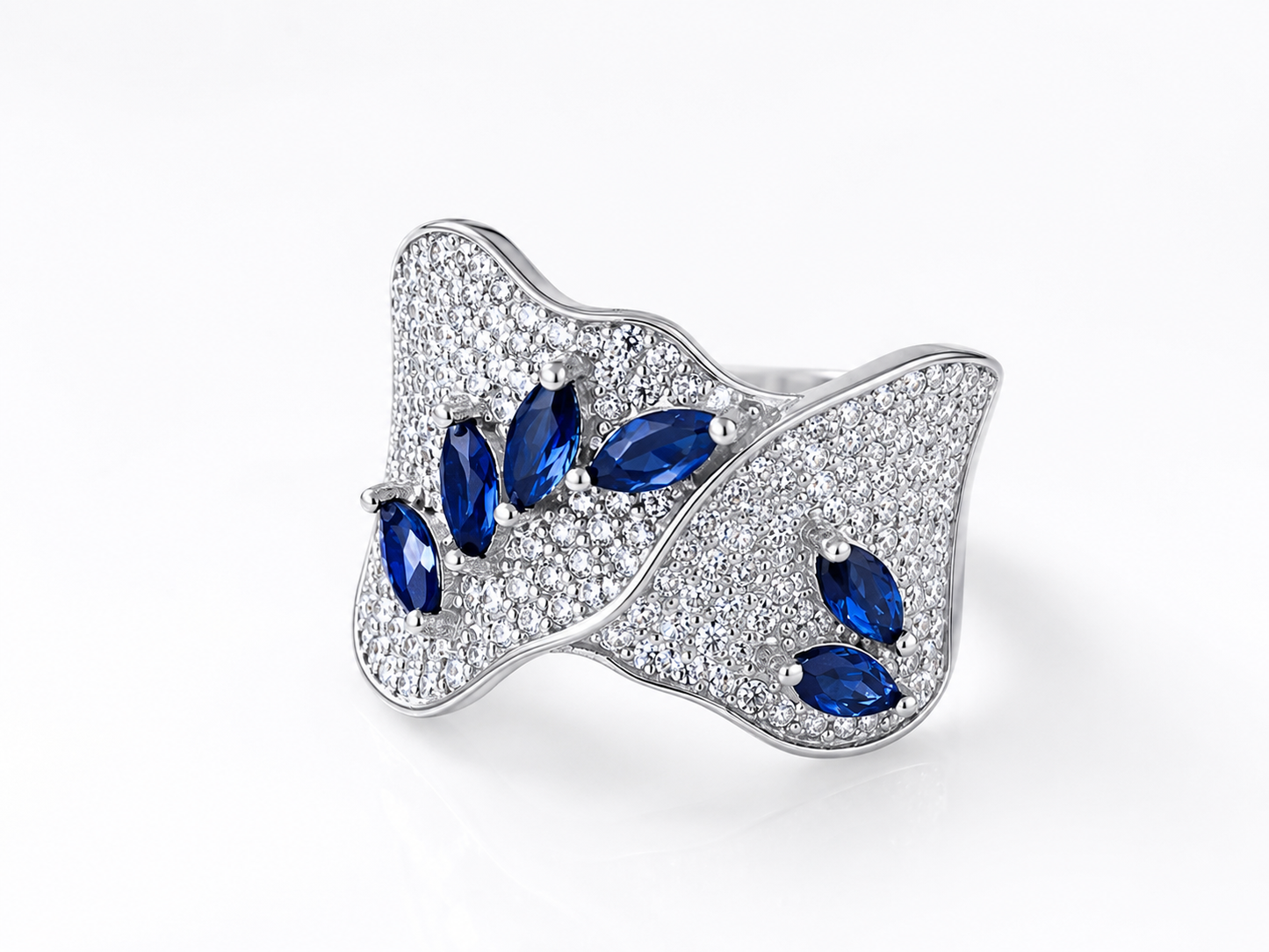 Blue Studded Band Ring