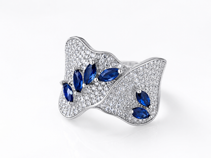 Blue Studded Band Ring