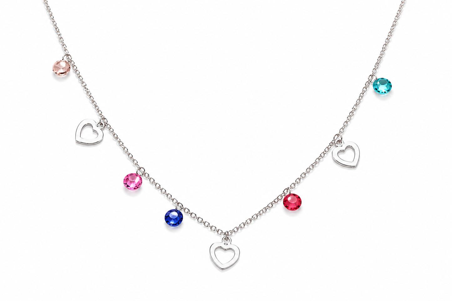 Heart Multicolor Gemstone Minimal Necklace