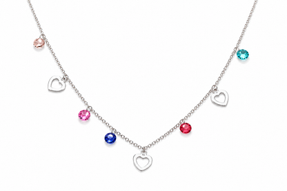 Heart Multicolor Gemstone Minimal Necklace