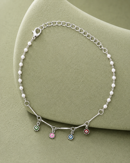 Pearl Evil Eye Anklet