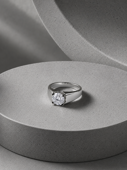 Solitaire Silver Ring For Him
