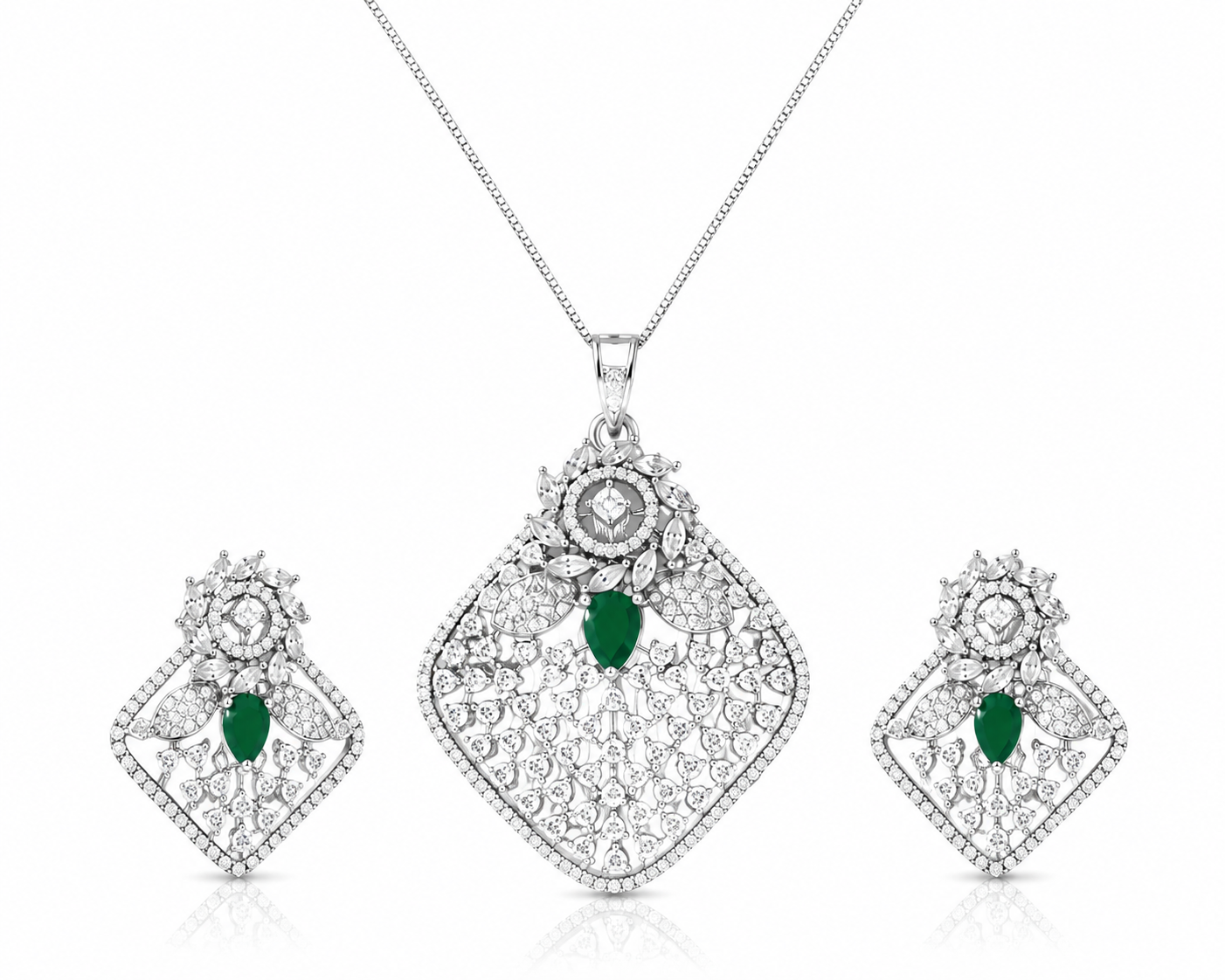 Emerald Cascade Pendant Set