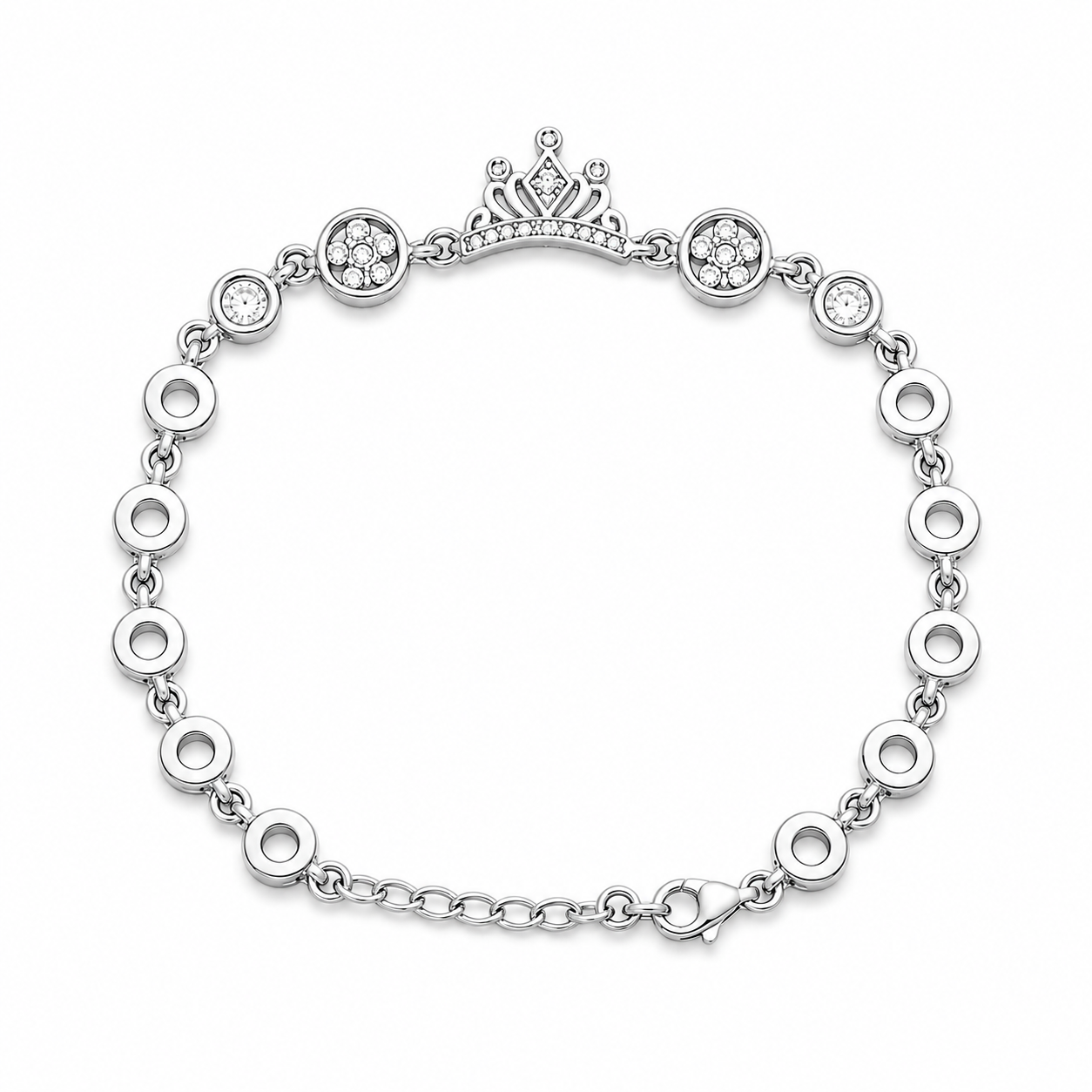 Crown Silver Chain Bracelet