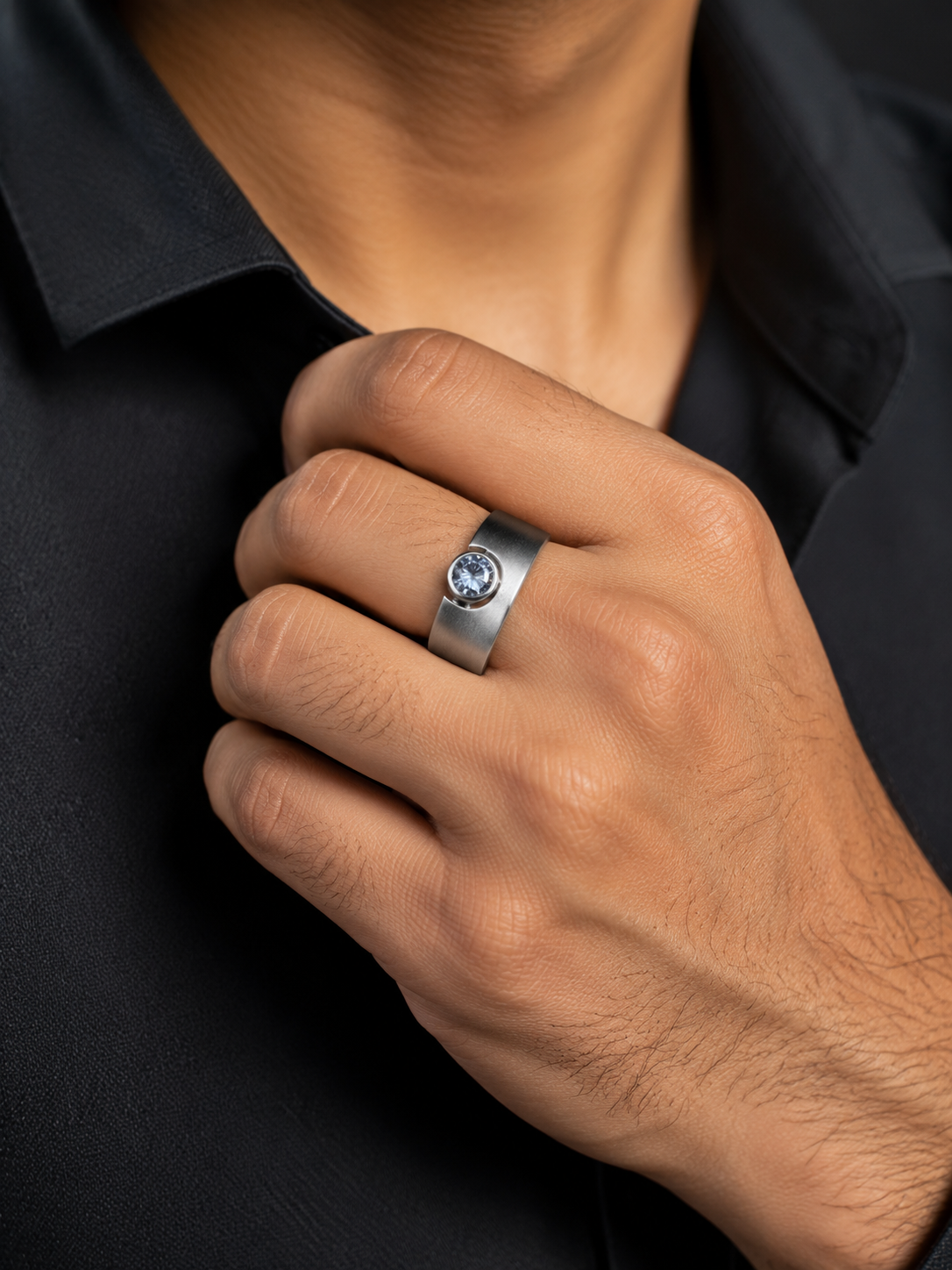 Solitaire Mat Silver Ring