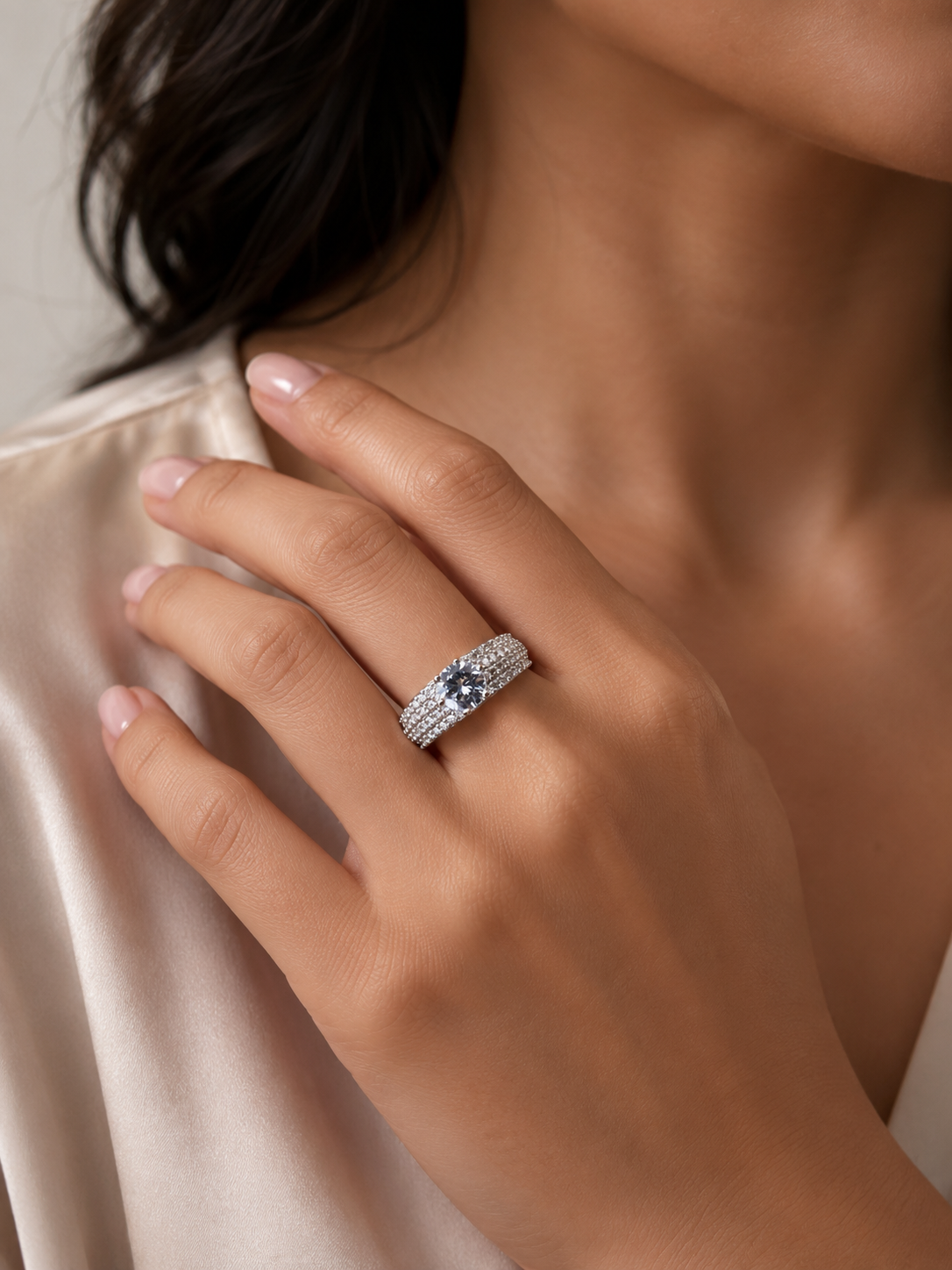 Studded Solitaire Ring