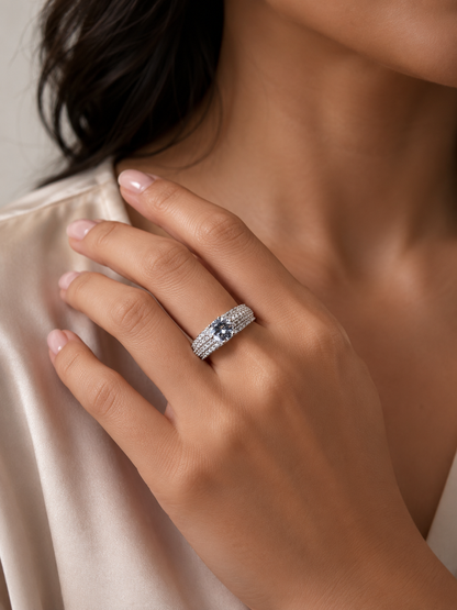 Studded Solitaire Ring