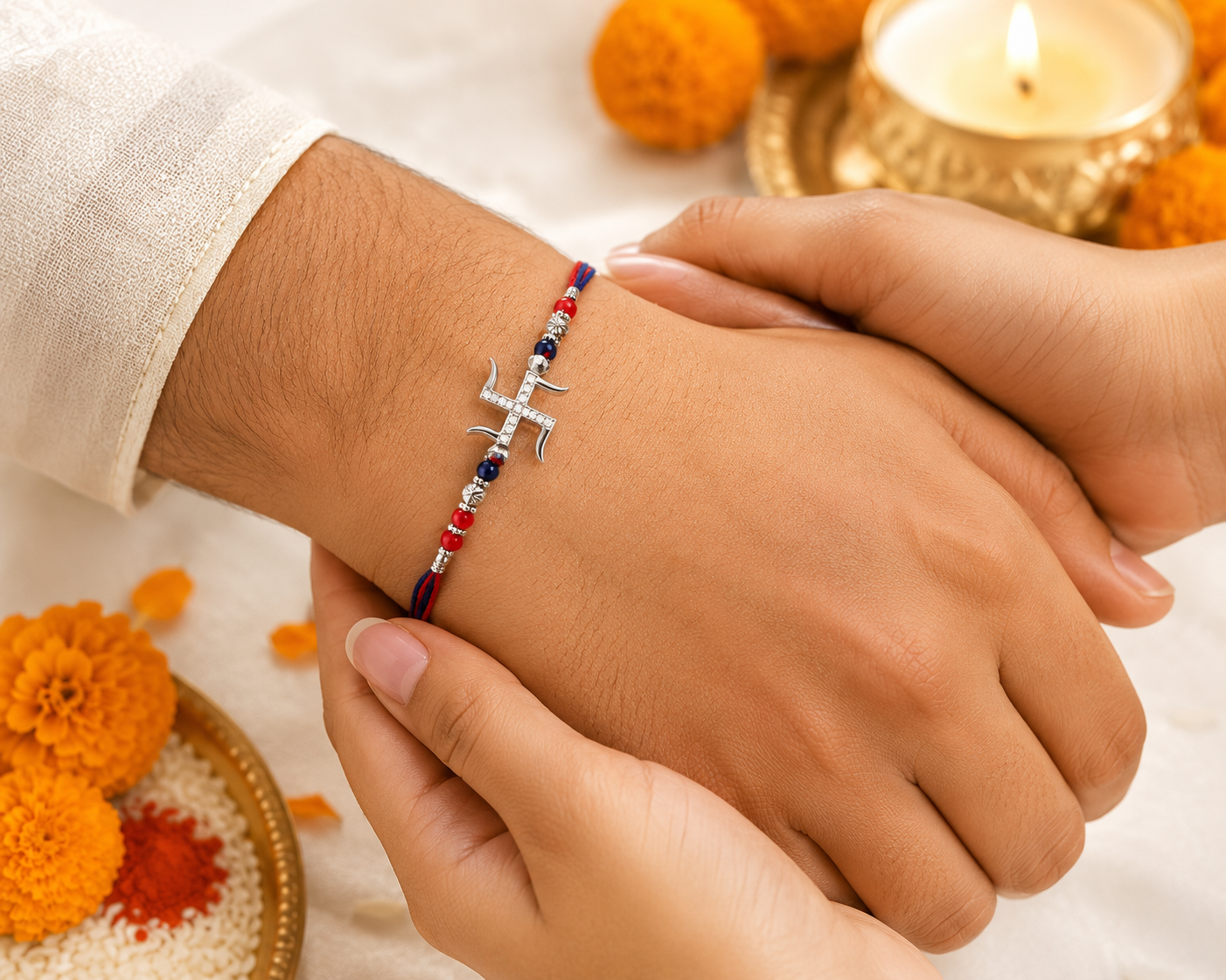 Swastik Silver Rakhi