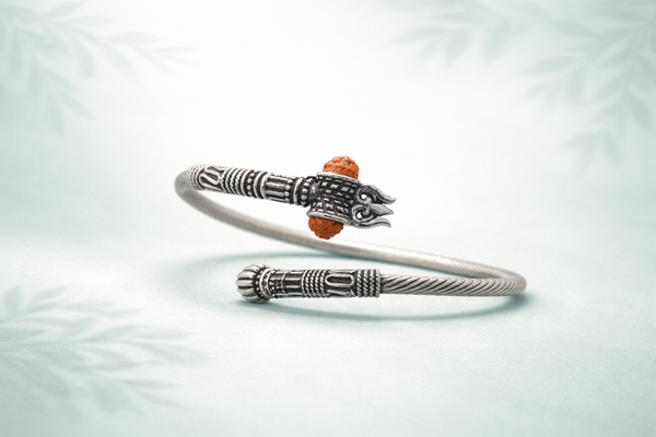 Shiv Trishool Silver Kada