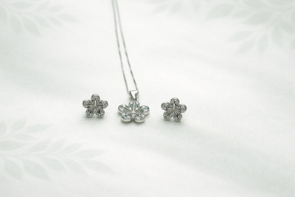 Floral Blue Pendant Set