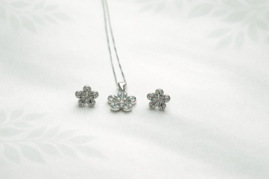 Floral Blue Pendant Set