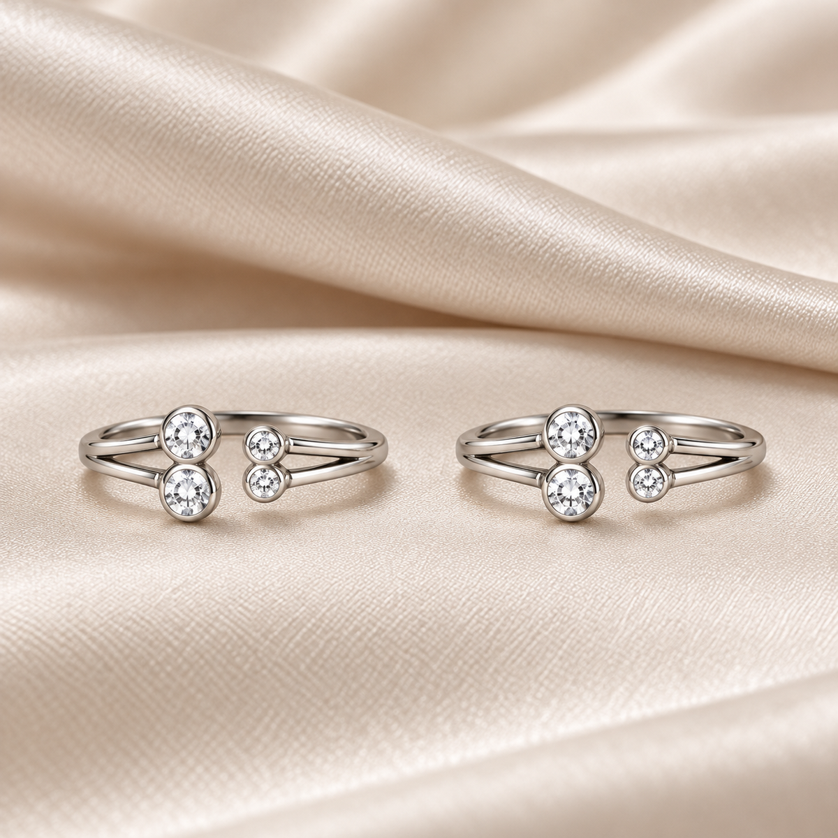925 Silver Four Solitaire Toe Rings