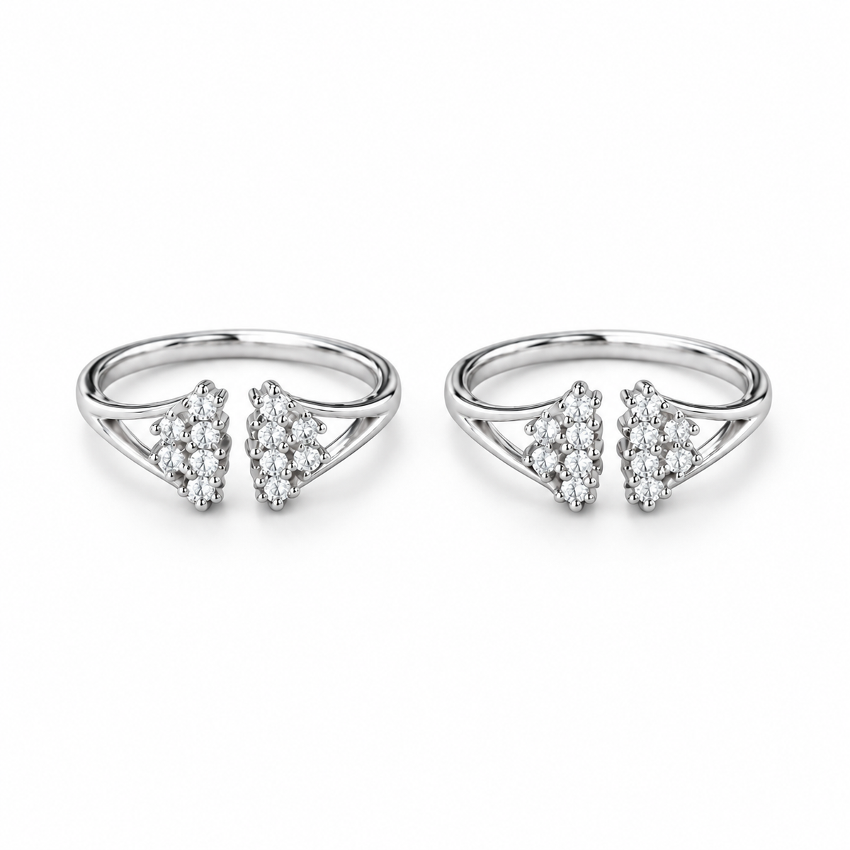 Front Opening Studded Toe Rings