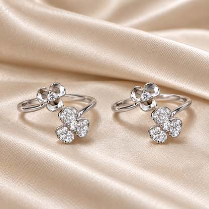 Flower Studded Toe Rings