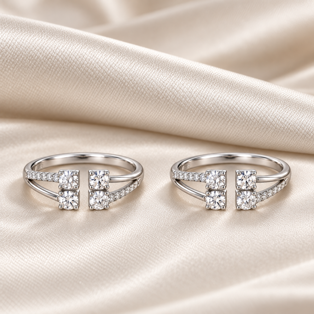 925 Silver Four Square Solitaire Toe Rings