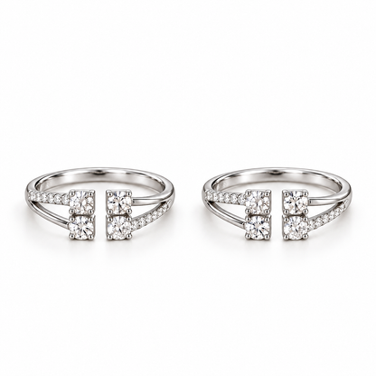 925 Silver Four Square Solitaire Toe Rings