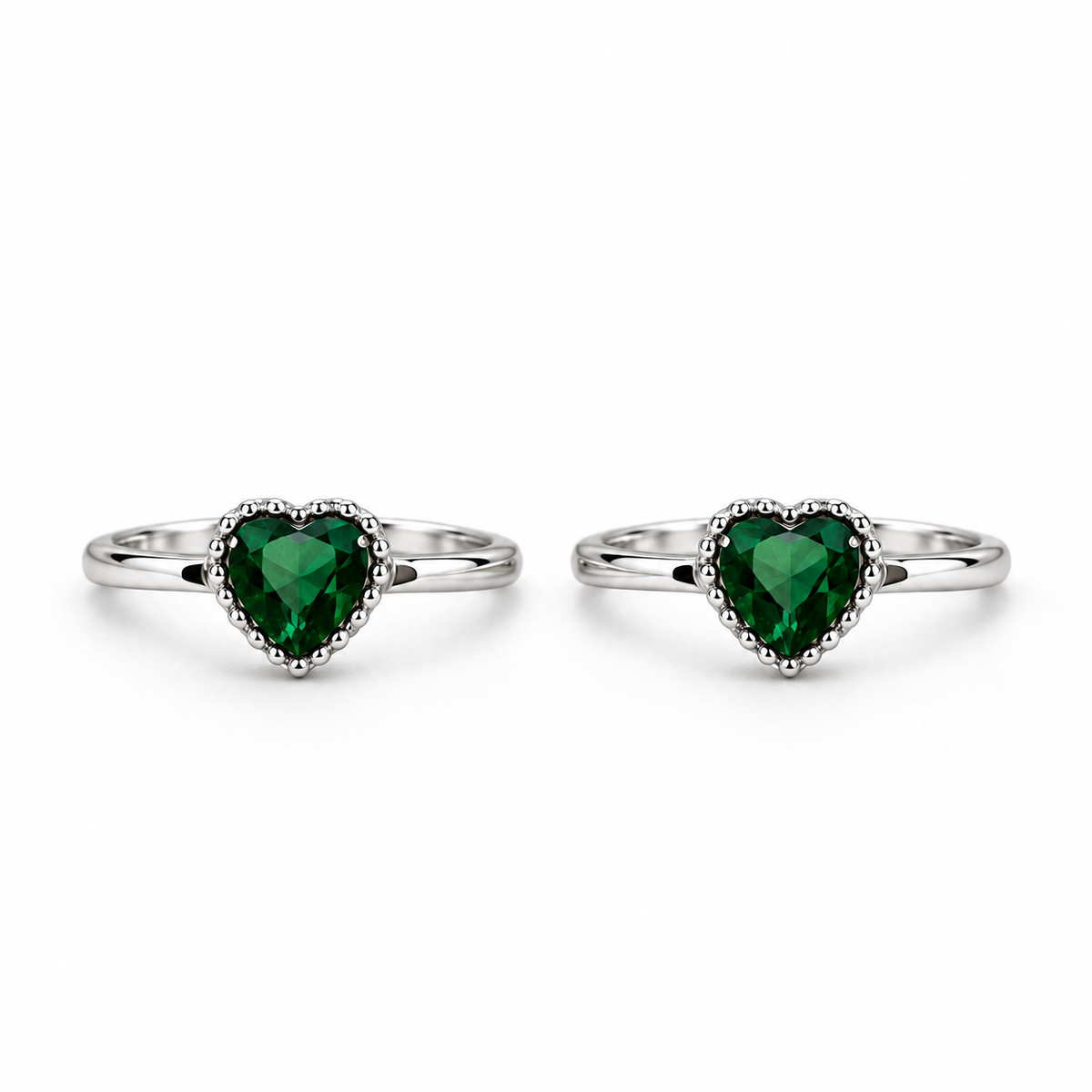 Green Heart Toe Rings