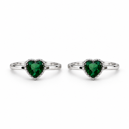Green Heart Toe Rings