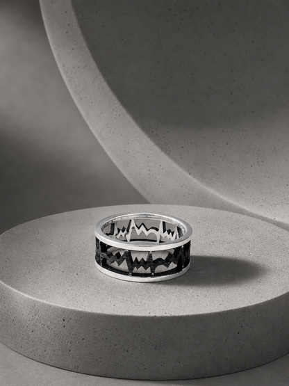 Soundwave Silver Ring Band