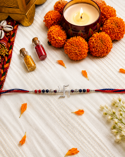 Swastik Silver Rakhi
